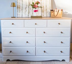 9 Drawer Dresser, White & Wood