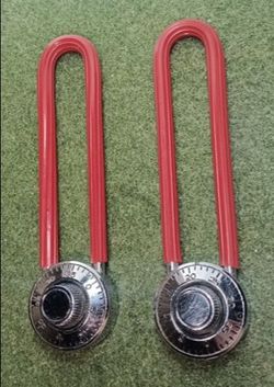Combination bike lock rubber coated steel red 7" Vintage Working. Pair (28)