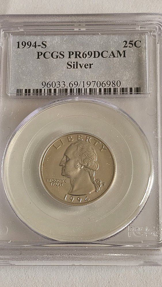 1994 S 25C Silver Washington Quarter Proof PCGS PR69DCAM