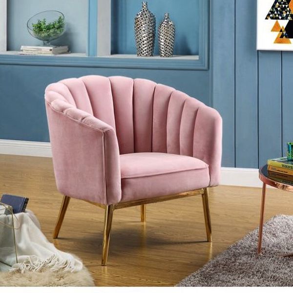 Brand New Pink Velvet Accent Chair With Pegged Gold Metal Legs For Sale In Moreno Valley Ca Offerup