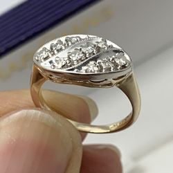 14K Two-Tone Gold Genuine Diamond Ring 