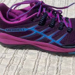 Merrell Hiking Shoe Size 9 Black Purple And Pink 