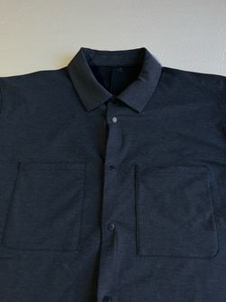 Lululemon Soft Knit Overshirt Men’s 2XL Blue Solid Long Sleeve Snap Button Up