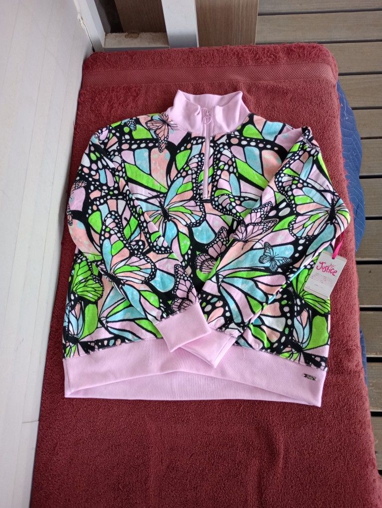 Justice Girls Pullover Butterfly Sweatshirt Shirt XL(16-18)