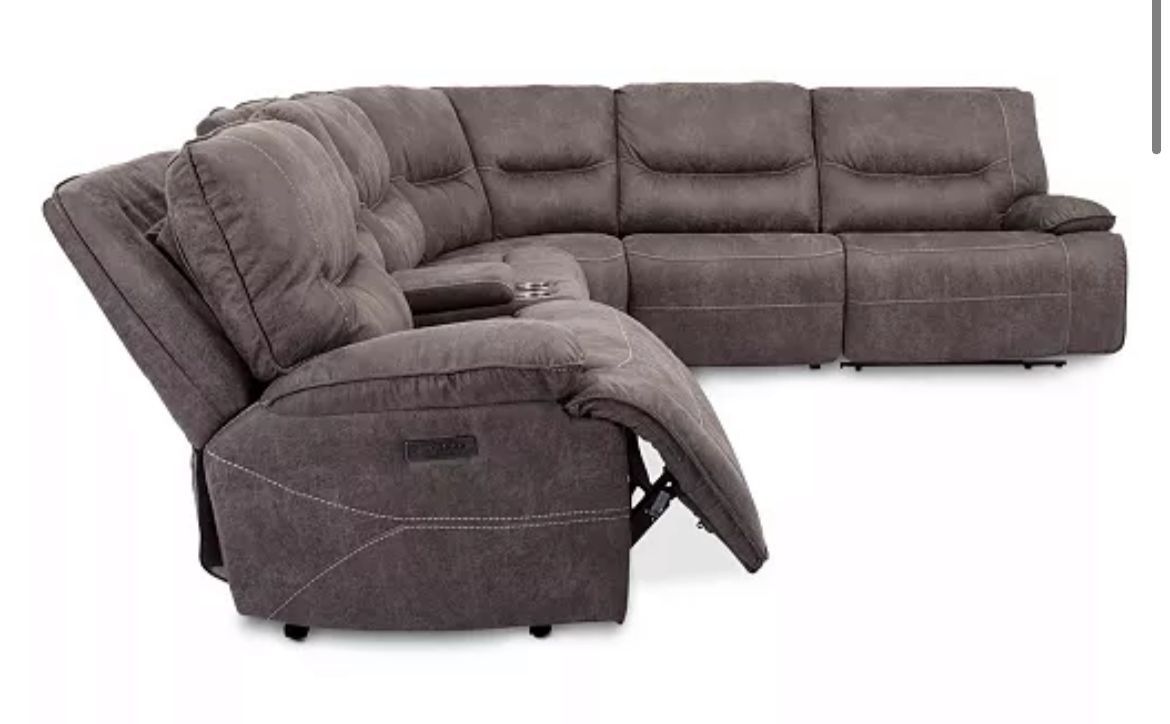 Felyx 6-Pc. Fabric Sectional Sectional Sofa With 2 Power Recliners, Power Headrests, Console And USB Power Outlet