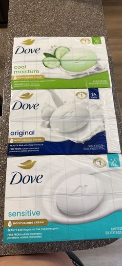 Dove soaps - $25 for 16 bars or $2 per bar