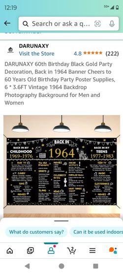 1964- 60th Birthday Wall Banner Bought From Amazon 