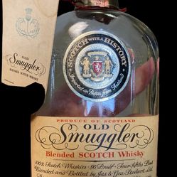 Vintage Old Smuggler Whiskey Bottle With Tag Rare 