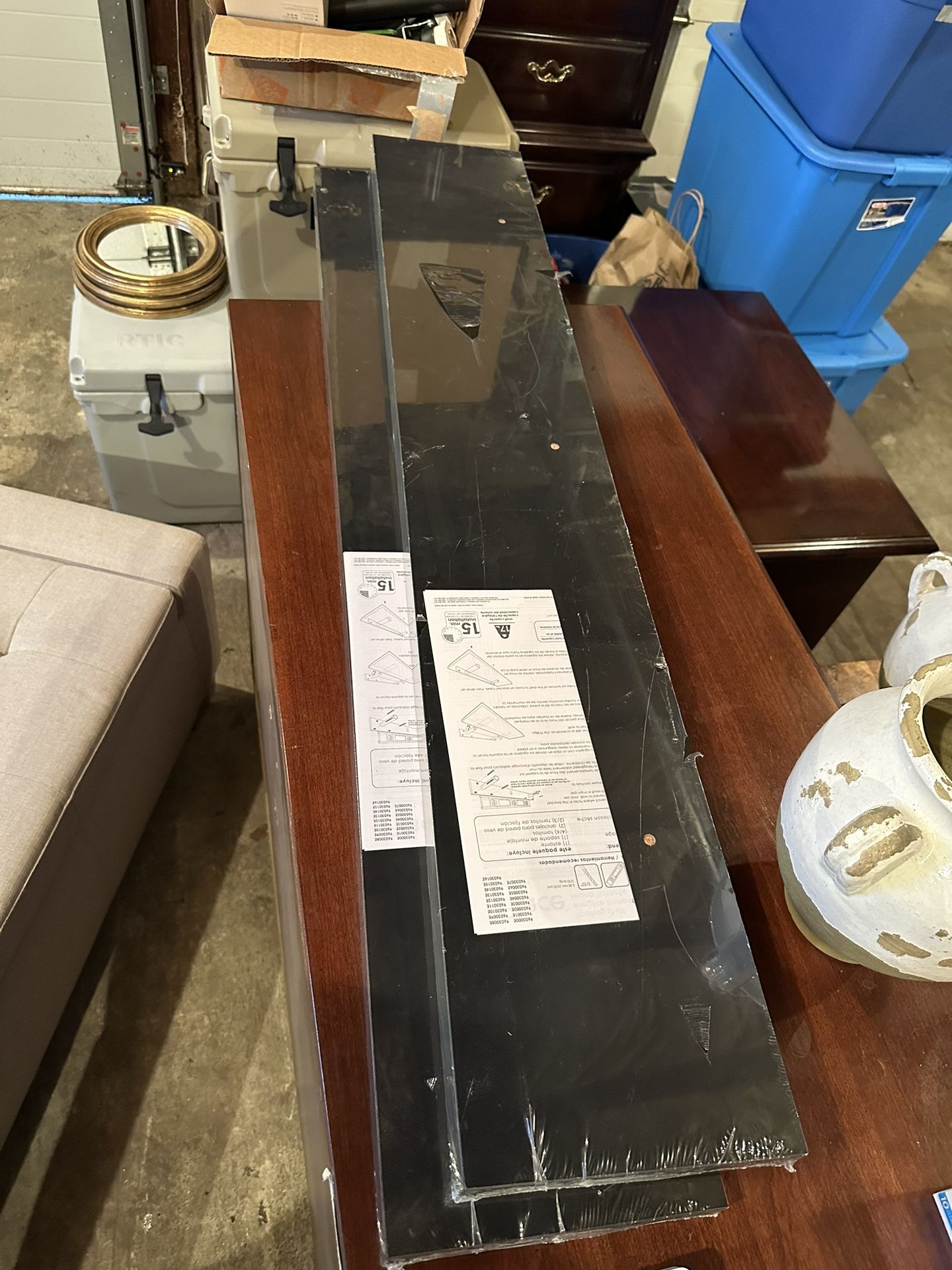 Two Black 48 Inch Floating Shelves