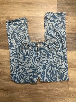 Blue Swirl Print Denim Jeans