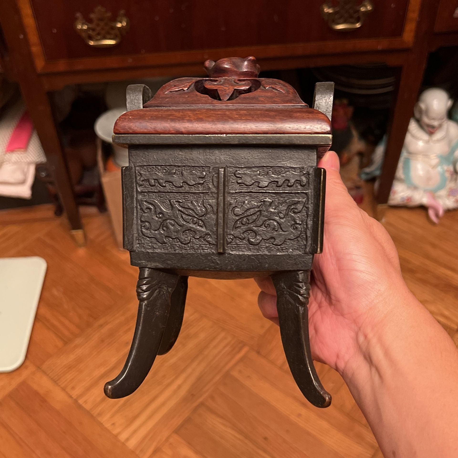 Chinese Hand Carved Bronze Cencer