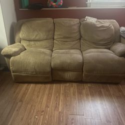 Couch Beige Recliner 