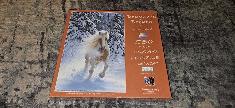 Dragon’s Breath 550 Pc. Jigsaw Puzzle, by D.R. Laird Brand New Sealed Item#51231