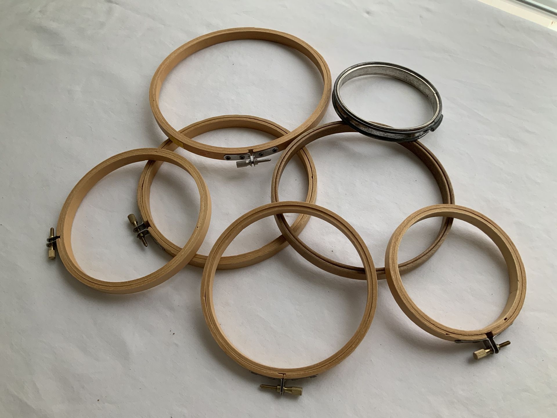 7 Vintage Wood Embroidery Frames   $35