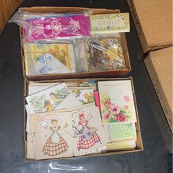 2 boxes of vintage greeting cards