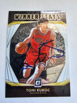 Toni Kukoc Signed Autographed Winner Stays Optic Card