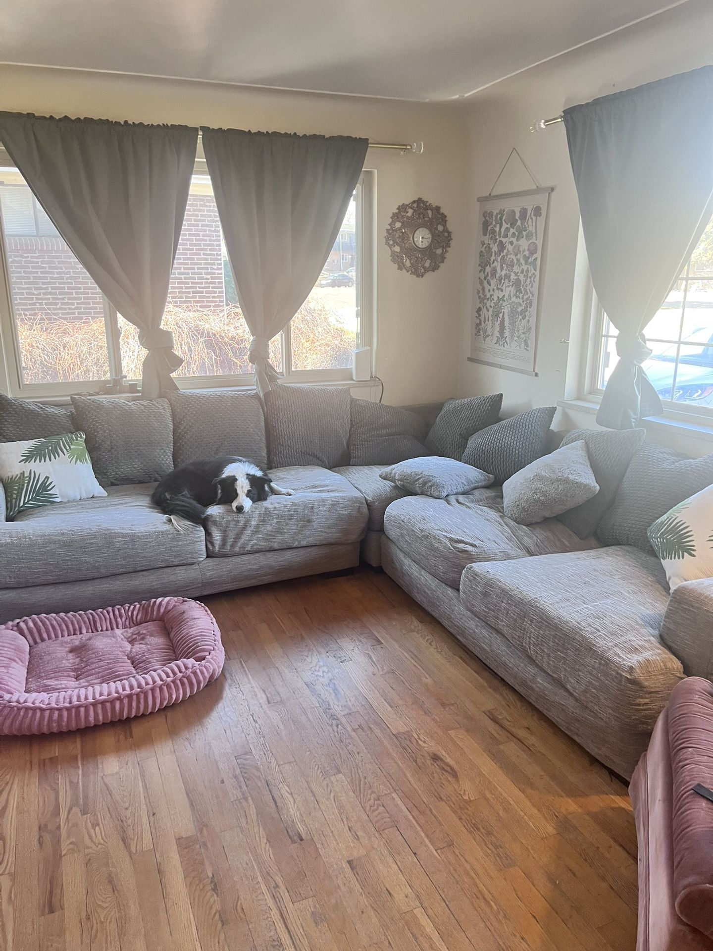 Large Gray  Sectional Couch 