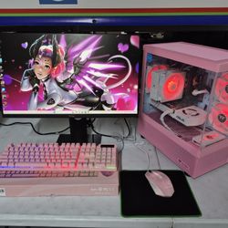 Very Nice Pink GAMING 💕 Computer Setup Including 75games +Wi-Fi +Windows 11
