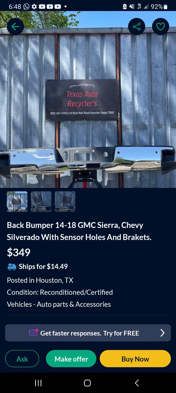 Bumper GMC (contact info removed)