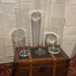 Large Clear Glass Vases.