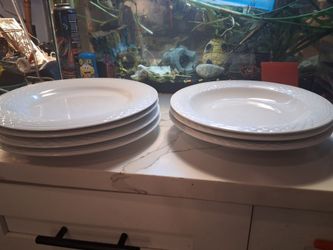 White Ceramic Dinner Plates Set of 13