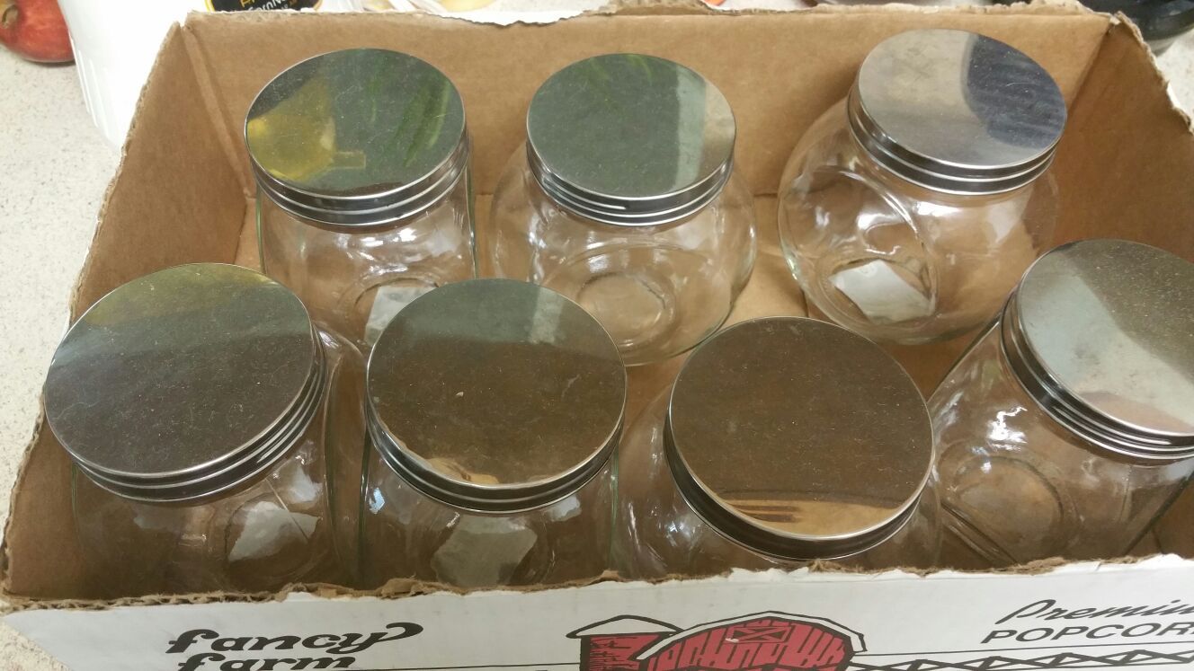 7 small canister jars