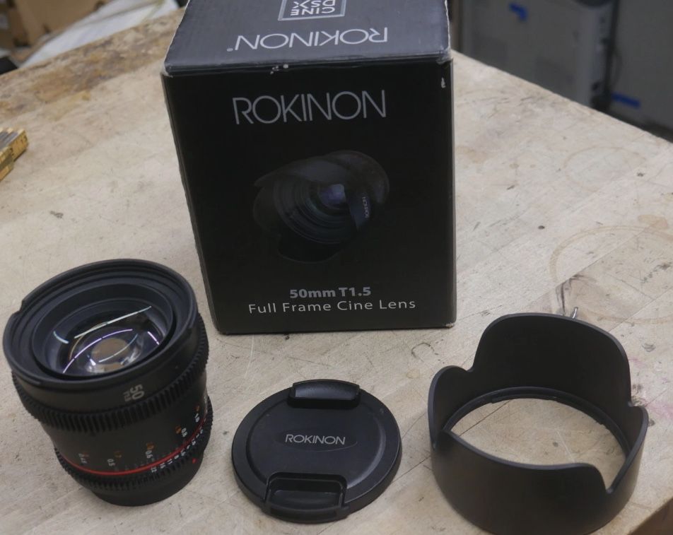 Rokinon Cine DSX50 - C 50mm T1.5 Cine Lens for Canon EF Lens #29. used tested . in a good working order. note RIM Damaged . but it does nor affect w