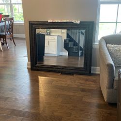 Beveled Mirror With Decorative Wood Looking Frame 41 Inches 52 Inches 