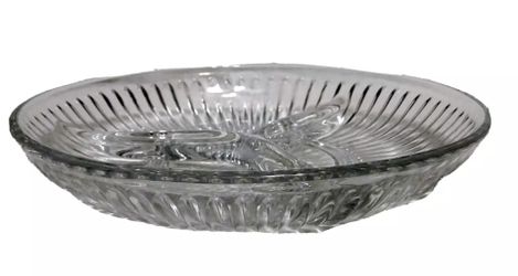 Vintage KIG Indonesia Clear 3-section Relish/Candy Glass Bowl/Tray/Plate