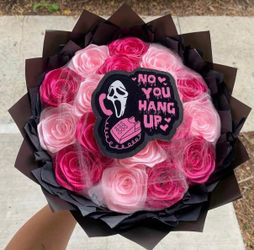 Ghostface Horror Rose Bouquet Pink and Black