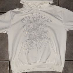 rhinestone white sp5der hoodie