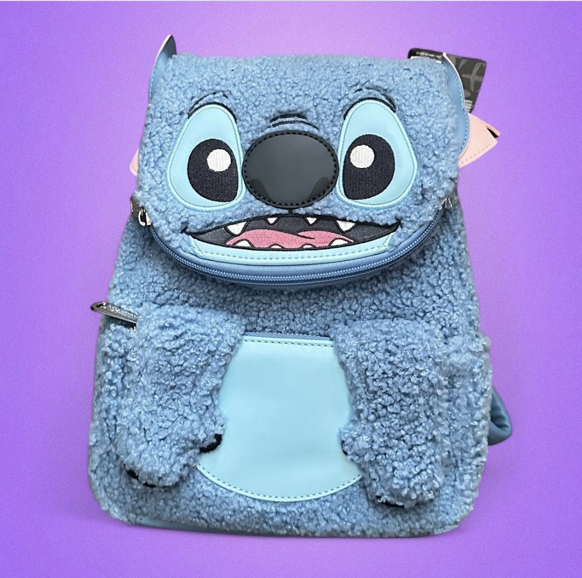 LOUNGEFLY Disney Stitch of Lilo & Stitch Plush Sherpa Mini Backpack ~ NWT! NEW