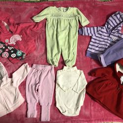 1 Lot of Girls Fall/Winter Baby Clothes Sizes 3 Mo, 3-6 Mo , & 6 Mo. Some Brand Names.