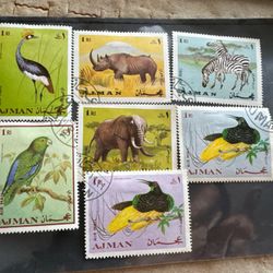Manama Dependency Of Ajman Lot Of 7 Bird Stamps 