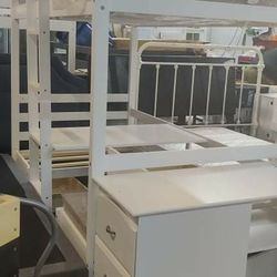 New Loft Bed With Desk Benches Dresser Drawers And Another Storage Space Unit 