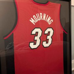 Autographed Framed Alonzo Mourning Jersey 