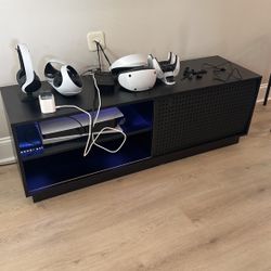 Unopened TV cabinet With LED Interior And Glass Shelves 