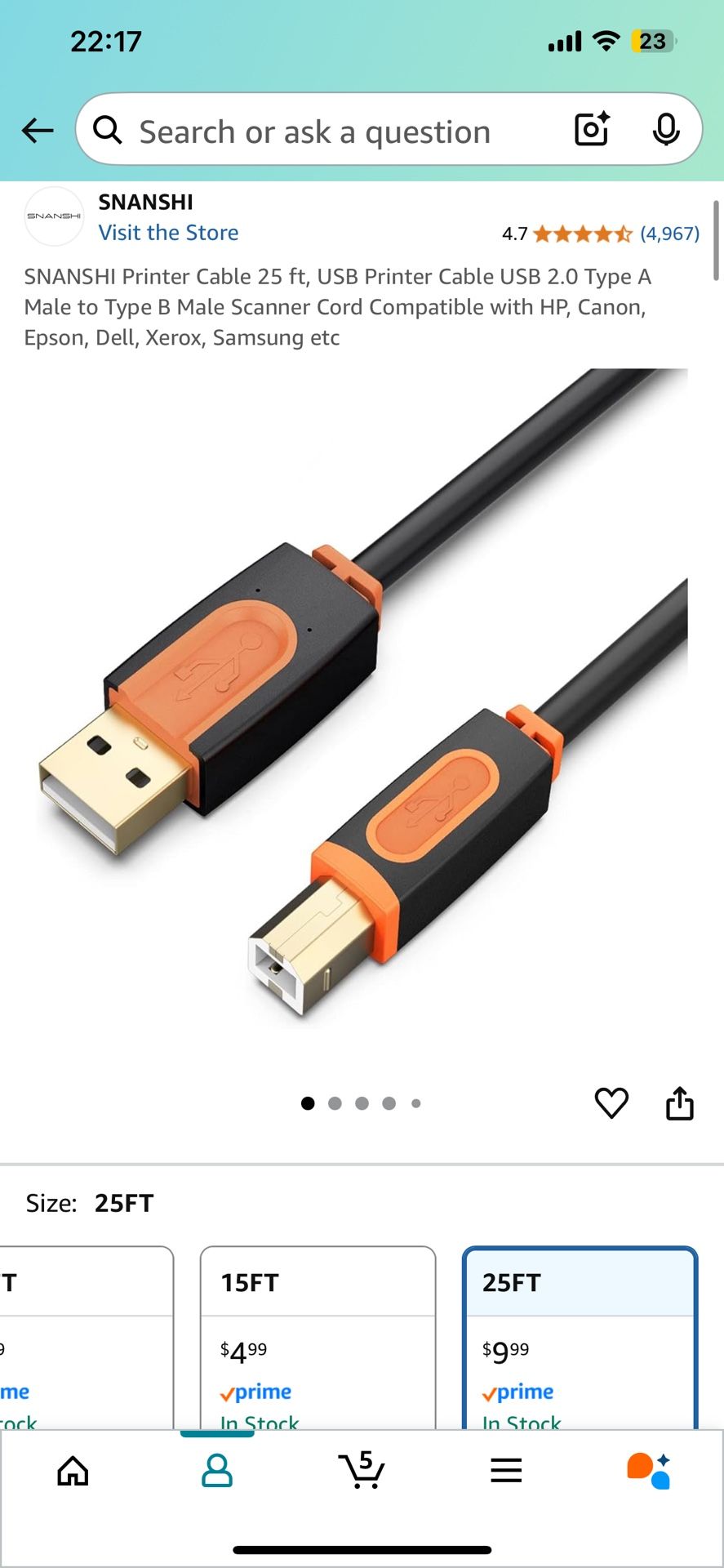25ft Printer Cable