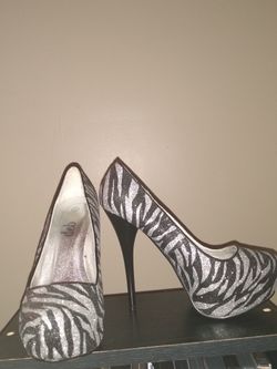 Nice Women's high Heels glitter zebra print shoes