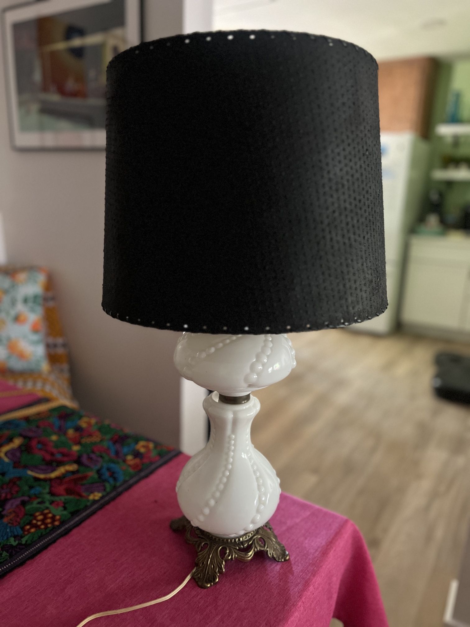Antique Milk Glass Lamp