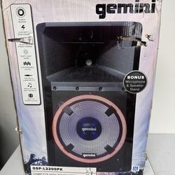 Gemini Sound GSP-L2200PK 2200W Bluetooth PA Speaker System, 15" Woofer, TWS, LED Party Lights, Mic+Stand, DJ/Events Ready