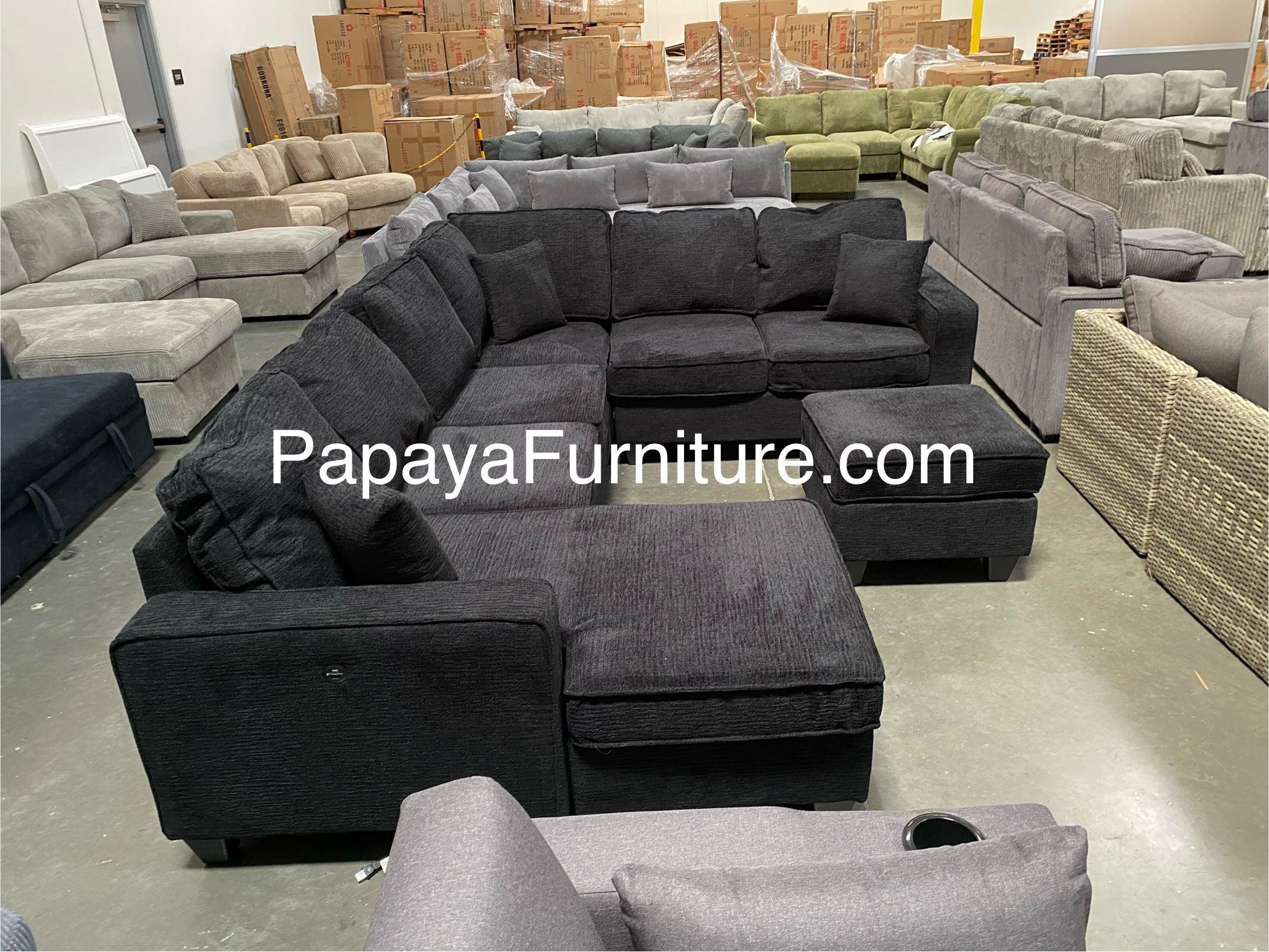 New 113” Chennile Sectional Couch, U-Shaped Sectional Sofa, Couch, Sectionals, Sectional And Ottoman, Couch, Black Sectional, Reversible Chaise Sofa