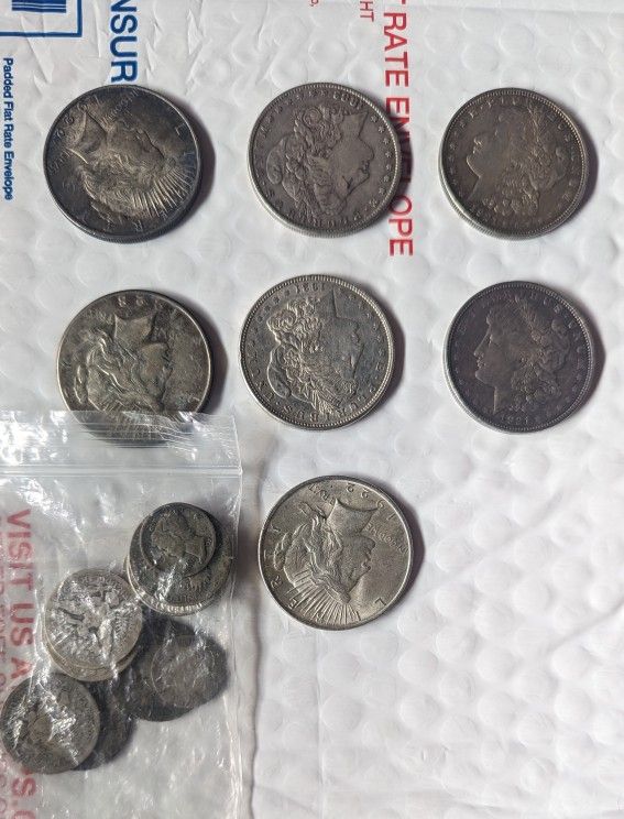 7x Silver Dollars Morgan Peace United State Coins