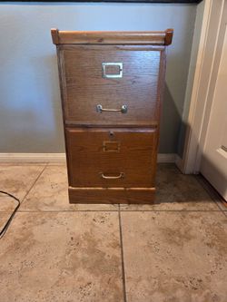 2 drawer oak filing cabinet