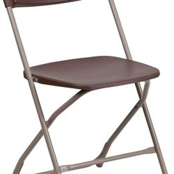 4 Flash Furniture Hercules Series Plastic Folding Chair - - Brown - 650LB Weight Capacity Comfortable Event Chair - Lightweight Folding Chair - SET OF