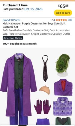 Kids Joker Halloween costume ages 11-13
