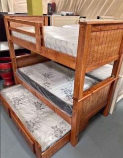 Triple twin bunk bed with mattress included