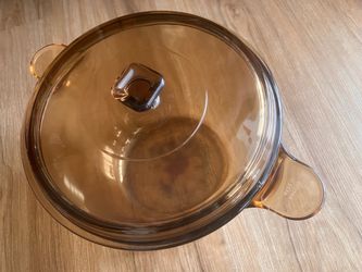 Vintage VISIONS 3.5L Amber Glass Pot with Lid – Made in France