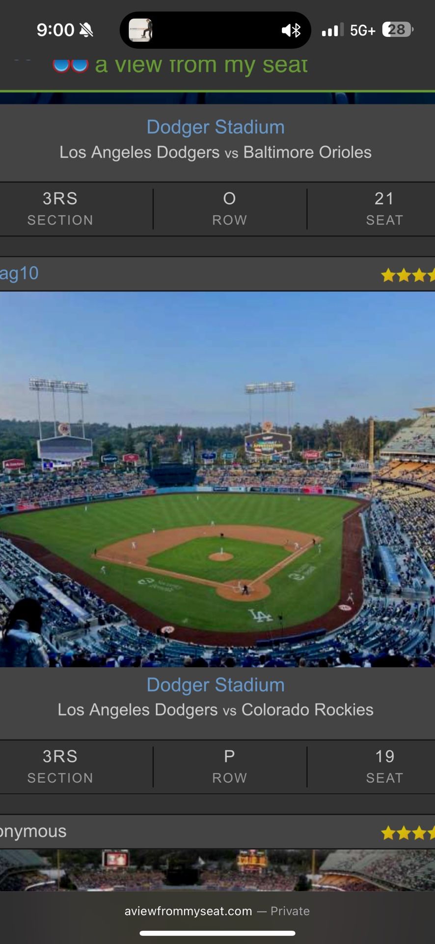 Dodgers vs Padres Row 3RS June 18th 2 Seats Together