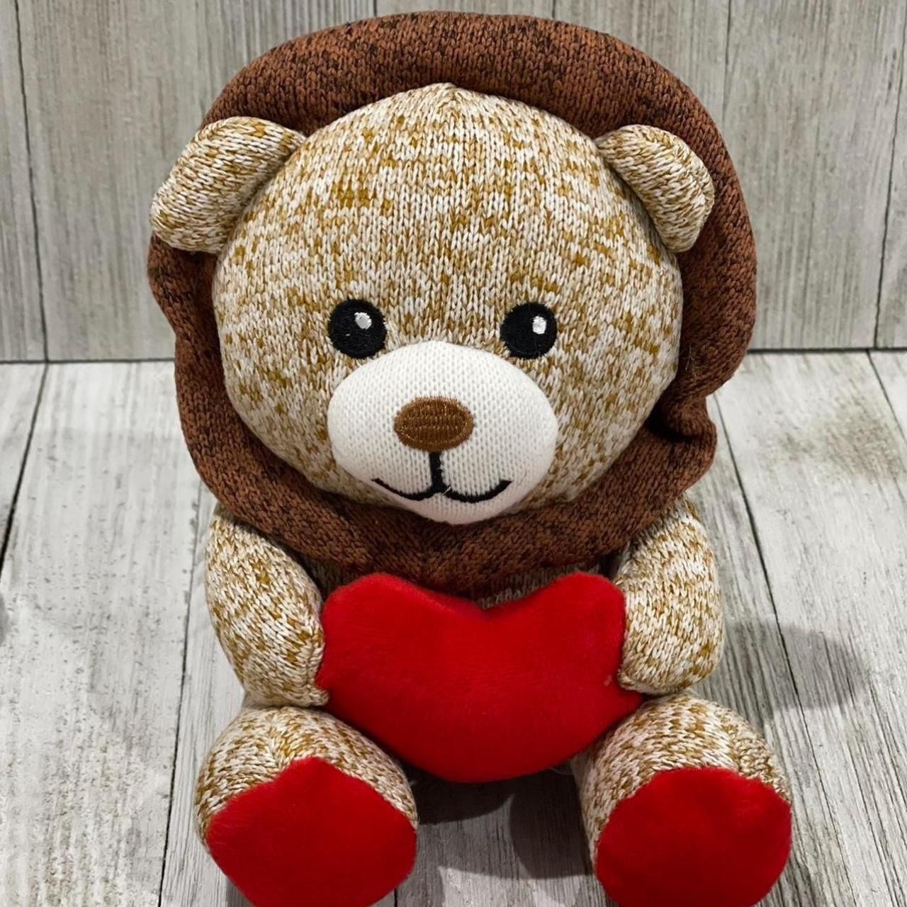 2017 Animal Adventure Lion 8” Plush Love Heart Knit Stuffed Animal
